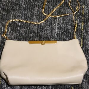 Fossil Cream Crossbody Bag with Gold Chain